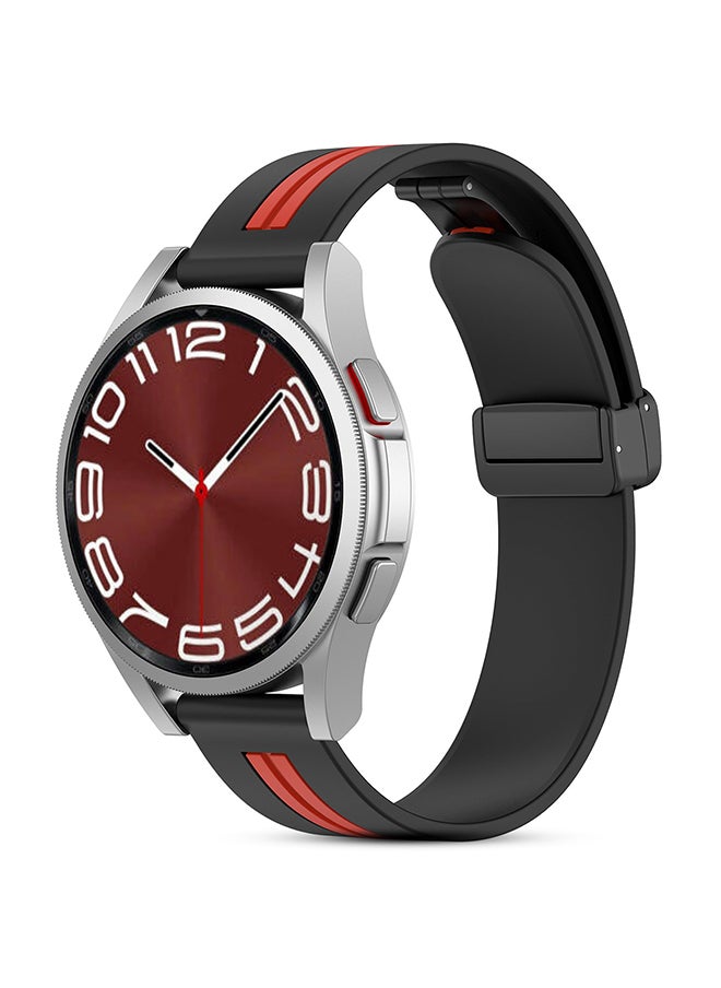O Ozone Bands For Samsung Galaxy Watch 7 6 5 4 FE 40mm 44mm 45mm/Galaxy Watch 6 4 Classic 43mm 47mm 42mm 46mm Two-tone band with Magnetic Buckle - Black & Red  - Image 1