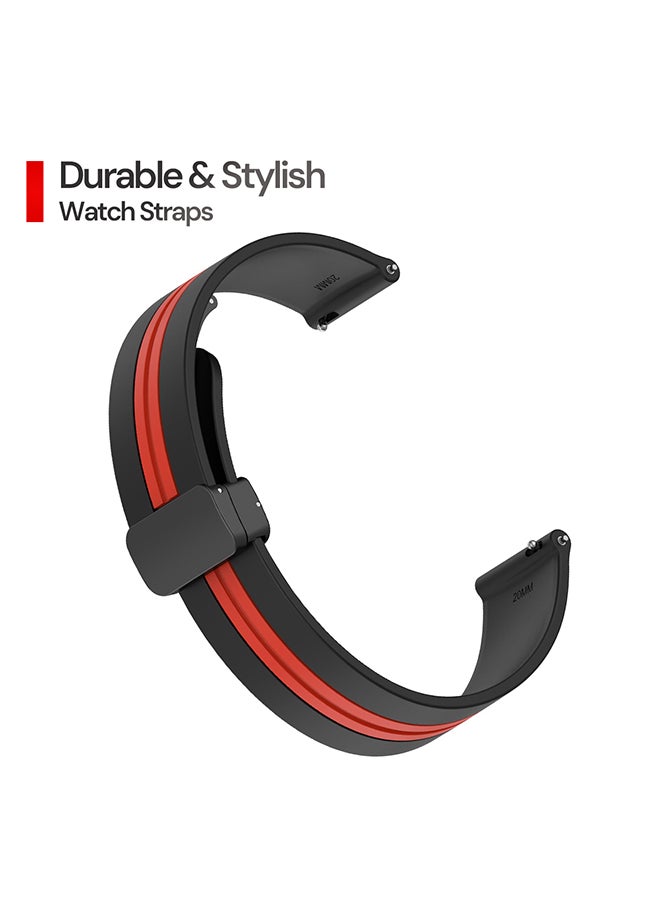 O Ozone Bands For Samsung Galaxy Watch 7 6 5 4 FE 40mm 44mm 45mm/Galaxy Watch 6 4 Classic 43mm 47mm 42mm 46mm Two-tone band with Magnetic Buckle - Black & Red  - Image 3