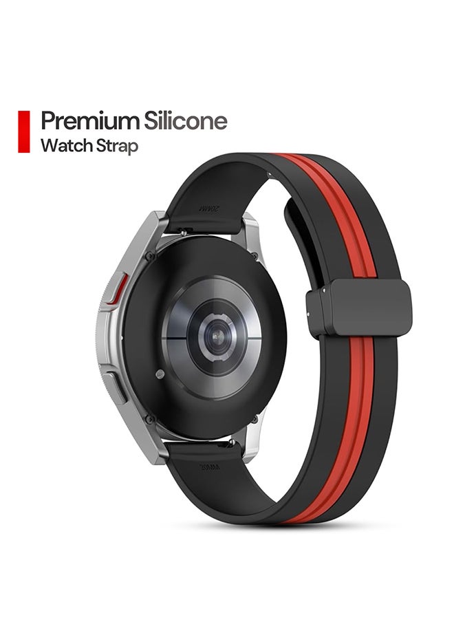O Ozone Bands For Samsung Galaxy Watch 7 6 5 4 FE 40mm 44mm 45mm/Galaxy Watch 6 4 Classic 43mm 47mm 42mm 46mm Two-tone band with Magnetic Buckle - Black & Red  - Image 2