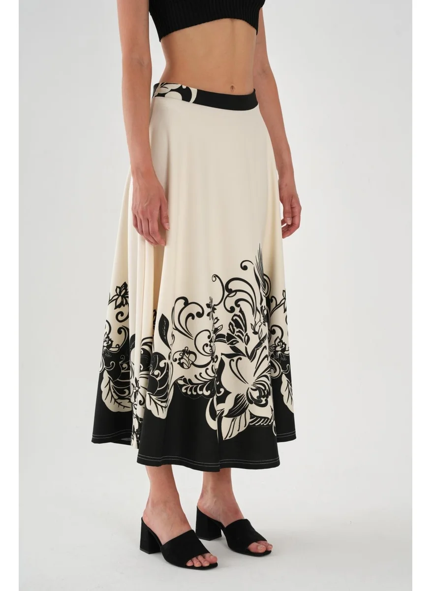 الكسندر جاردي Alexandergardi Patterned Side Zipper Flared Long Skirt