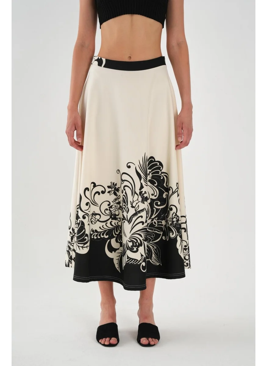 الكسندر جاردي Alexandergardi Patterned Side Zipper Flared Long Skirt