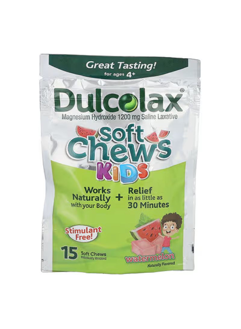 DULCOLAX Soft Chews Kids, Ages 4+, Watermelon, 15 Soft Chews