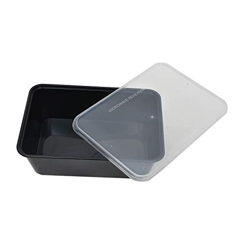 Maruti reusable microwave safe rectangular Plastic Containers combo pack with lid for food storage , kitchen , food delivery , fridge - Pack of 10 ( black , 750ml ) - Image 1