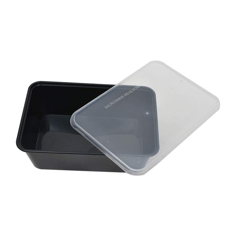 Maruti reusable microwave safe rectangular Plastic Containers combo pack with lid for food storage , kitchen , food delivery , fridge - Pack of 10 ( black , 750ml ) - Image 2