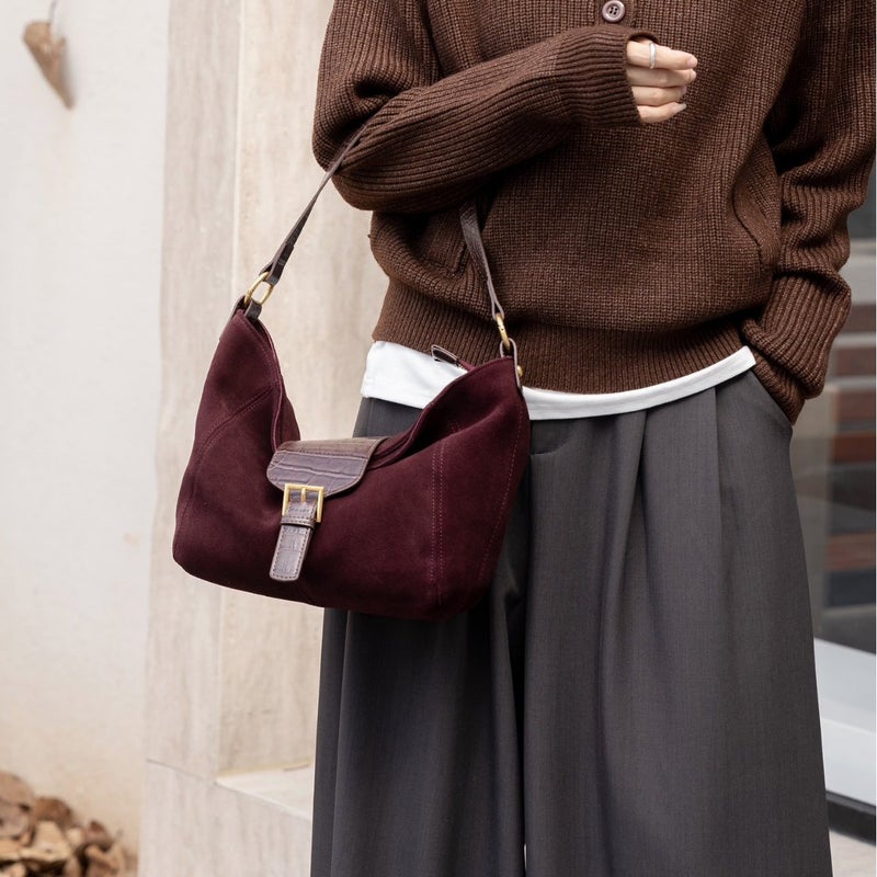 High-End Retro Frosted Cowhide Crossbody Bag Textured Niche Tote Bag Shoulder Bag Women'S Winter New - Image 3
