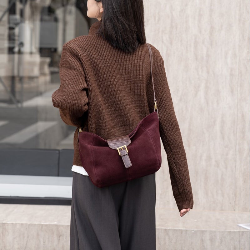 High-End Retro Frosted Cowhide Crossbody Bag Textured Niche Tote Bag Shoulder Bag Women'S Winter New - Image 4