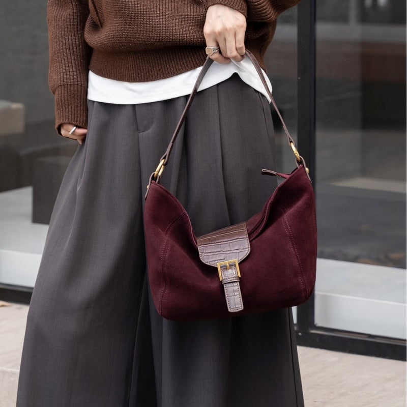 High-End Retro Frosted Cowhide Crossbody Bag Textured Niche Tote Bag Shoulder Bag Women'S Winter New - Image 2