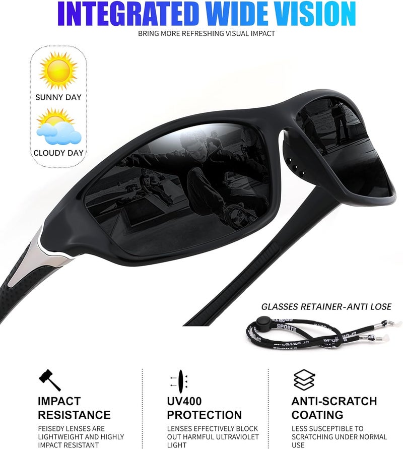 FEISEDY Simplified versatile design FEISEDY Polarized Sports Sunglasses For Men Women Night Driving Cycling Fishing Glasses B2674 Indoor outdoor use - Image 4