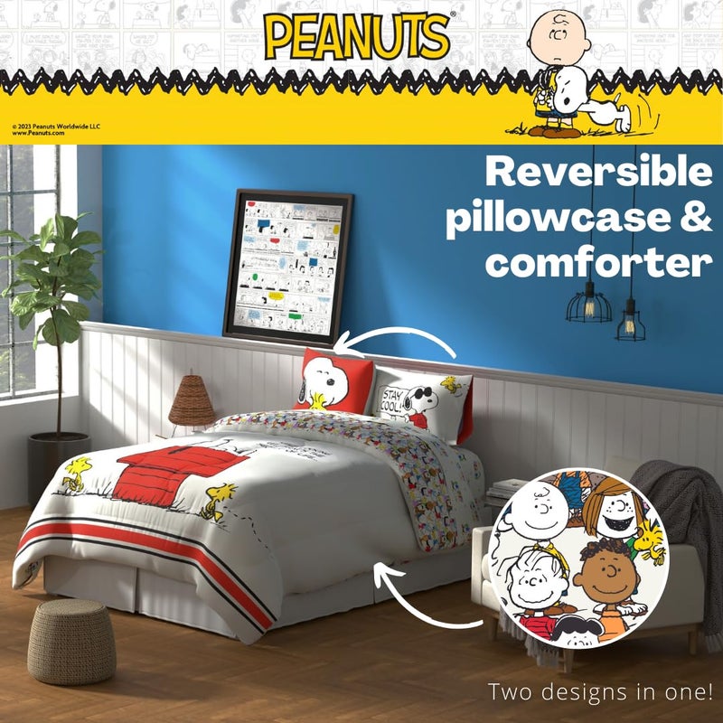 Franco Peanuts Charlie Brown & Snoopy Classic Pals Super Soft Comforter and Sheet Set, 5 Piece Full Size, (Official Licensed Product) Collectibles - Image 4