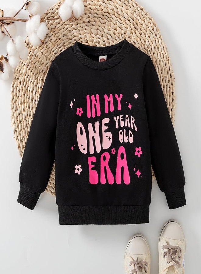 BOIZONTY Baby Girl First Birthday Outfit in My One Year Old Era Sweatshirt Tops Cute Fall Shirt Girls 1st Birthday Clothes (Birthday Shirt Black,18-24 Months) - Image 2