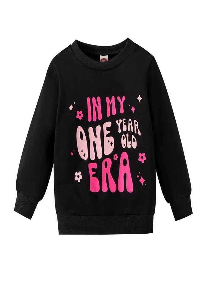 BOIZONTY Baby Girl First Birthday Outfit in My One Year Old Era Sweatshirt Tops Cute Fall Shirt Girls 1st Birthday Clothes (Birthday Shirt Black,18-24 Months) - Image 1