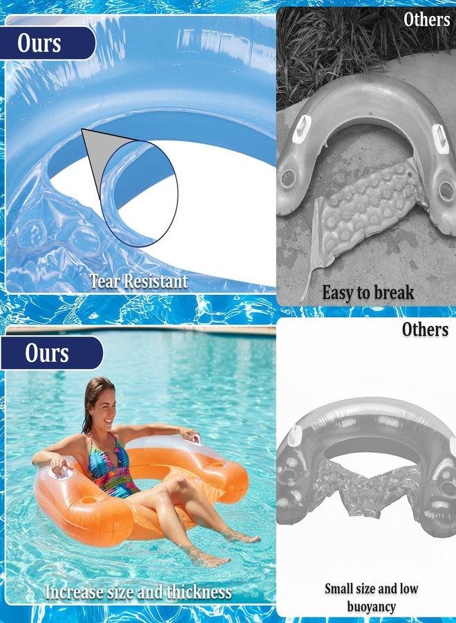 GHYKL Inflatable Pool Floats Adult, 4 Pack Pool Floaties Chair Floats Loungers for Swimming Pools Floating Lounger with Cup Holders & Handles Toy Party Floaties for Pool Party, Lake, River, Sea, Outdoor - Image 4