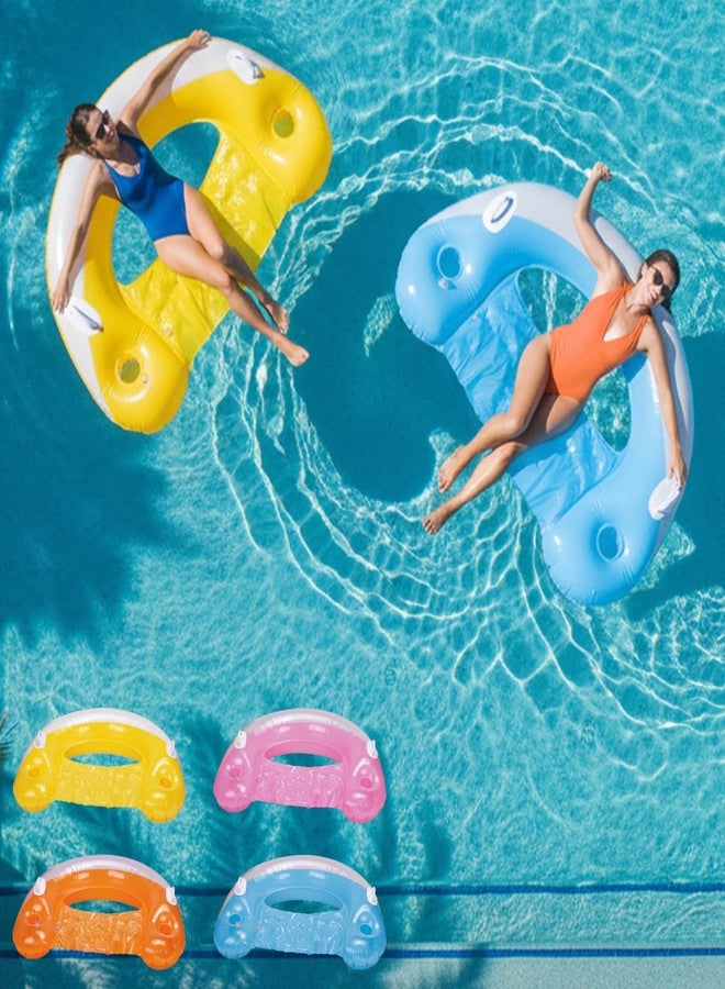 GHYKL Inflatable Pool Floats Adult, 4 Pack Pool Floaties Chair Floats Loungers for Swimming Pools Floating Lounger with Cup Holders & Handles Toy Party Floaties for Pool Party, Lake, River, Sea, Outdoor - Image 1