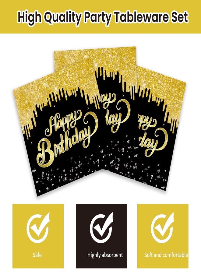 KFJBPB 40 Pcs 80th Birthday Plates and Napkins Party Supplies, Back Gold 80th Dinner Plates Napkins Tableware Set for Men Women Cheers to 80 Years Birthday Party Decorations Serves 20 (80th) - Image 5