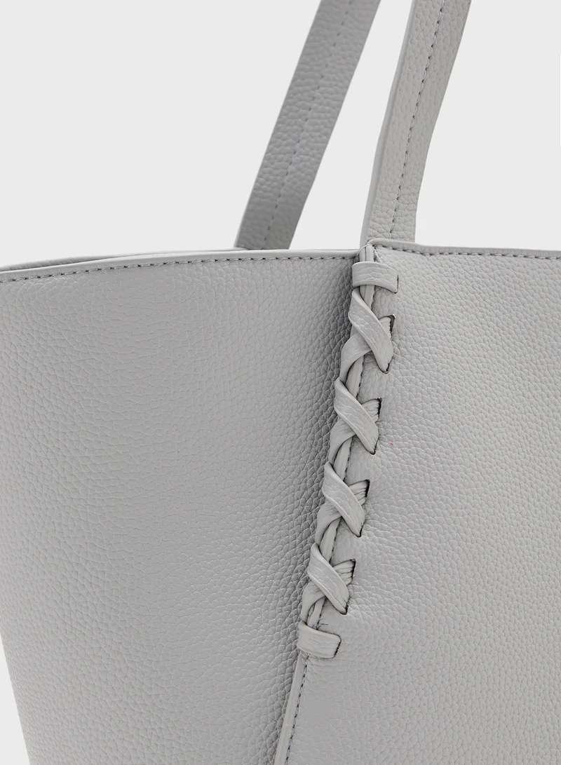 ELLA Weave Detail Tote Bag