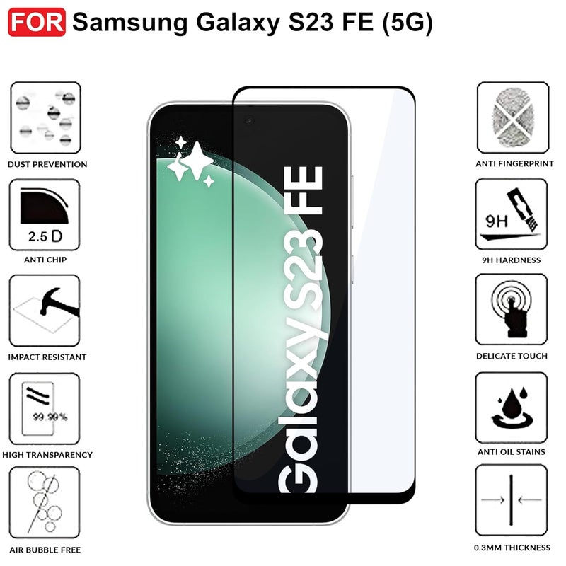 Cedo Tempered Glass for Samsung Galaxy S23 FE (5G) | Screen Protector Full HD Quality Tempered Glass Anti-Scratch Edge to Edge Coverage with Easy Installation Kit (Black) - Image 3