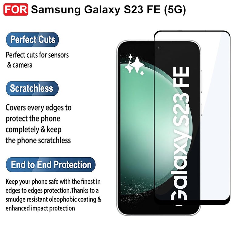 Cedo Tempered Glass for Samsung Galaxy S23 FE (5G) | Screen Protector Full HD Quality Tempered Glass Anti-Scratch Edge to Edge Coverage with Easy Installation Kit (Black) - Image 2