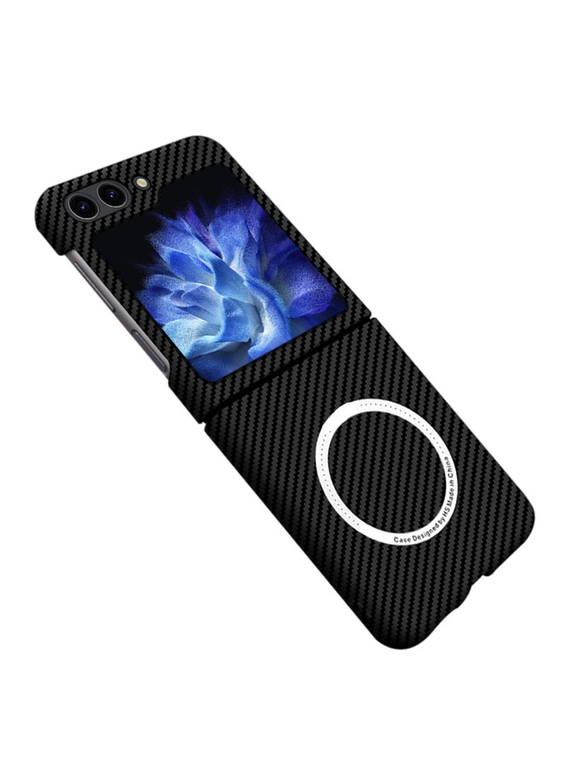 Aookay Case for Samsung Galaxy Z Flip 6 Case, Carbon Fiber Pattern Slim Shockproof Anti-Drop Case for Z Flip 6 [No Front Screen Protector] (Black)  - Image 1