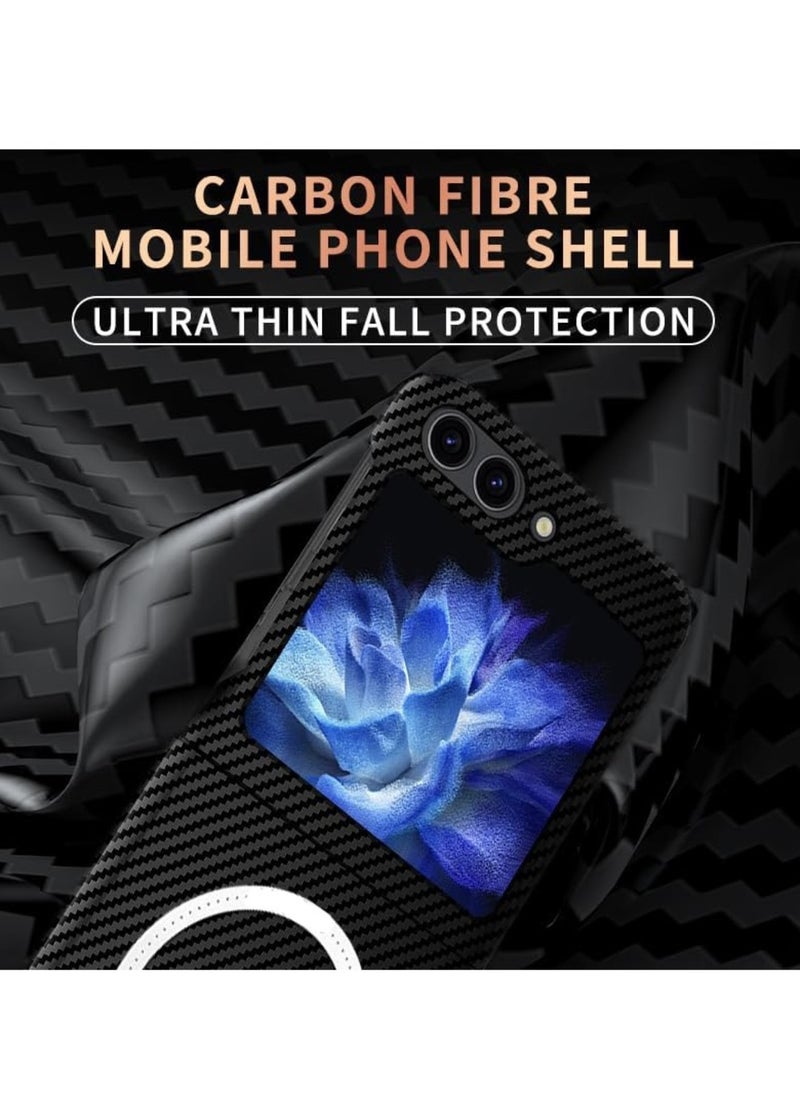 Aookay Case for Samsung Galaxy Z Flip 6 Case, Carbon Fiber Pattern Slim Shockproof Anti-Drop Case for Z Flip 6 [No Front Screen Protector] (Black)  - Image 3