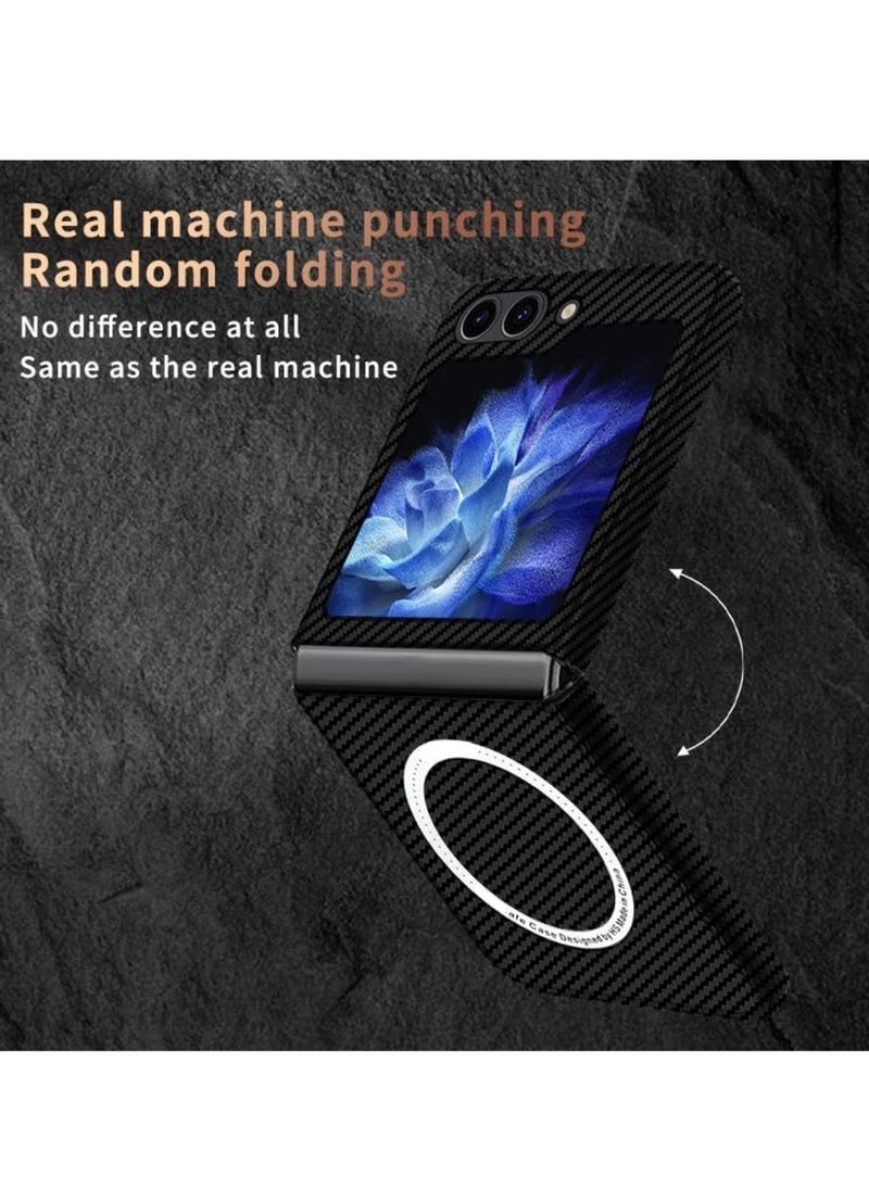 Aookay Case for Samsung Galaxy Z Flip 6 Case, Carbon Fiber Pattern Slim Shockproof Anti-Drop Case for Z Flip 6 [No Front Screen Protector] (Black)  - Image 5