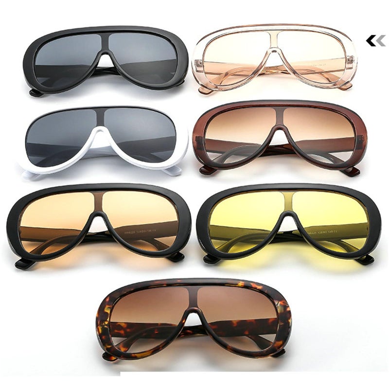 willochra Oversized Pilot Sunglasses Women Fashion Big Frame One Piece Sun Glasses Mask Goggle Trendy Metal Frame Oval Shades (PINK) - Image 5