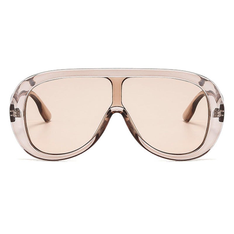 willochra Oversized Pilot Sunglasses Women Fashion Big Frame One Piece Sun Glasses Mask Goggle Trendy Metal Frame Oval Shades (PINK) - Image 1