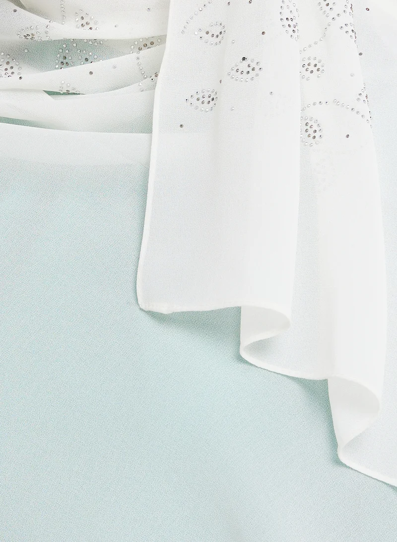 Khizana Embellished  Leaf Detail Long Hijab Scarf