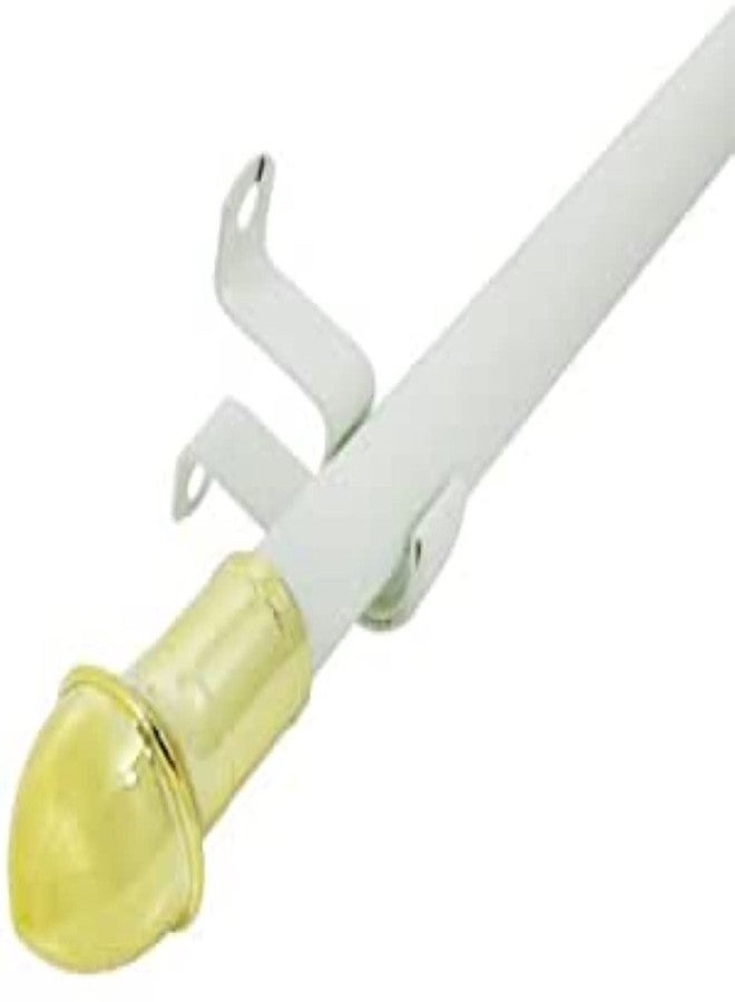Graber 7/16-Inch Round Cafe Curtain Rod (48 to 84-Inch Width, White with Brass Finials) - Image 1