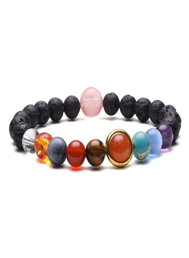 Jovivi Solar System Bracelet Universe Galaxy The Nine Planets Natural Stone Lava Rock Beads Essentional Oil Diffuser Bracelet for Women Men Gifts - Image 1
