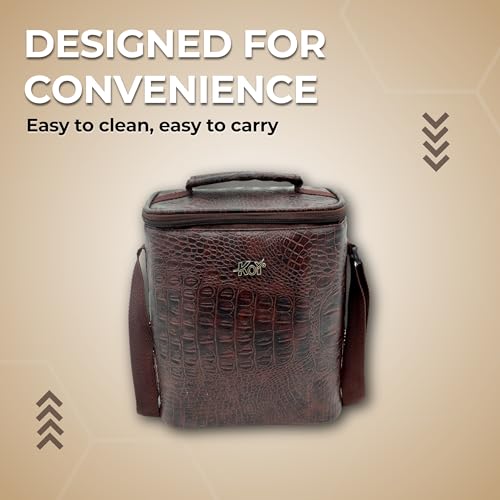 KOI Luxe Lunch Box Set with Insulated Bag and Steel Cutlery – 3 Microwave Safe Containers BPA Free (290ml, 450ml, 600ml), Pickle Box (180ml), and 750ml Steel Water Bottle(Dk Brown Croko) - Image 5