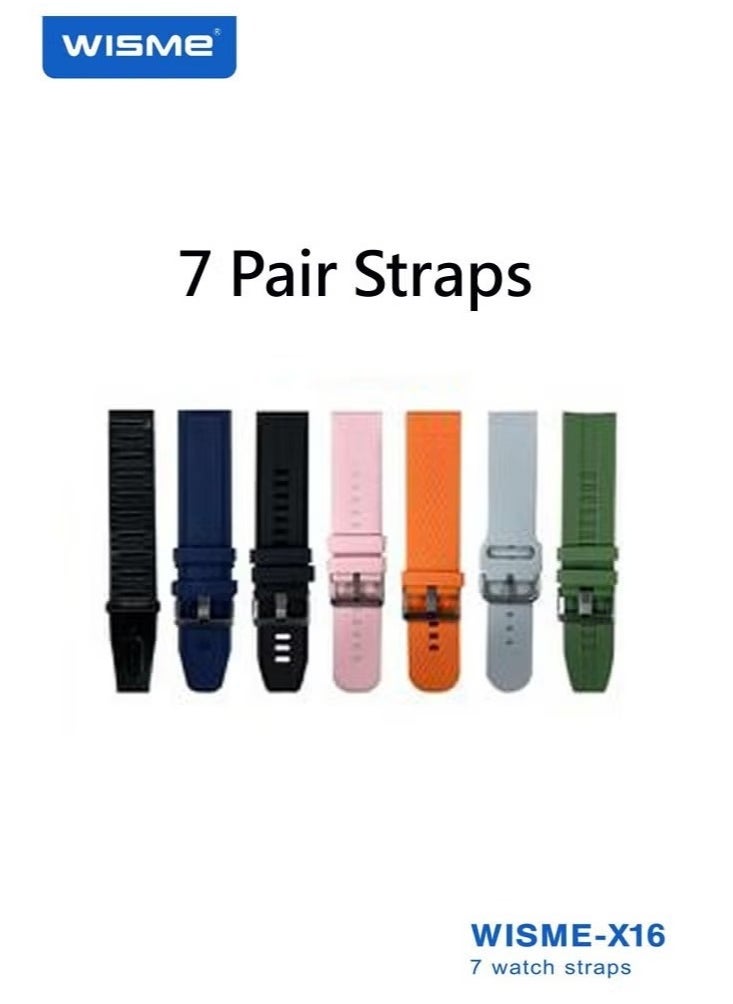 WISME X16 Round Shape Curved Display Black Dial Smartwatch with 7 Pairs of Straps  - Image 4