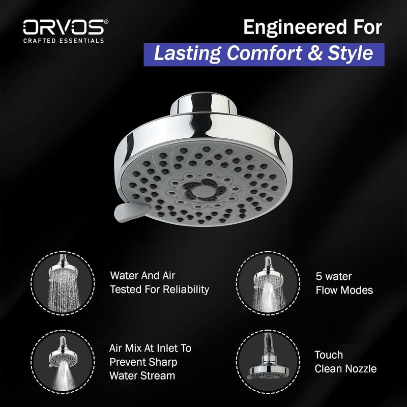 Orvos Overhead multifunction shower 4x4 inches HydroBloom Chrome plated with high grade Korean ABS material from LG for high end luxury bathrooms set of 1 - Image 4