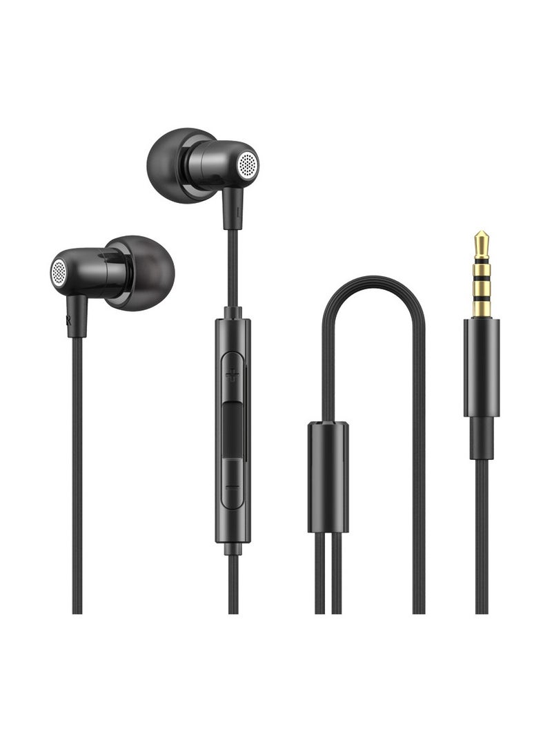 سماعات رأس رياضية سلكية بفتحة مستديرة داخل الأذن وموسيقى جهير ثقيلة وسماعات رأس ممطرة (أسود) - Image 1