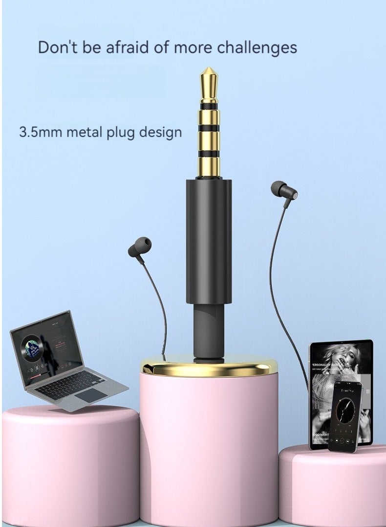 سماعات رأس رياضية سلكية بفتحة مستديرة داخل الأذن وموسيقى جهير ثقيلة وسماعات رأس ممطرة (أسود) - Image 3