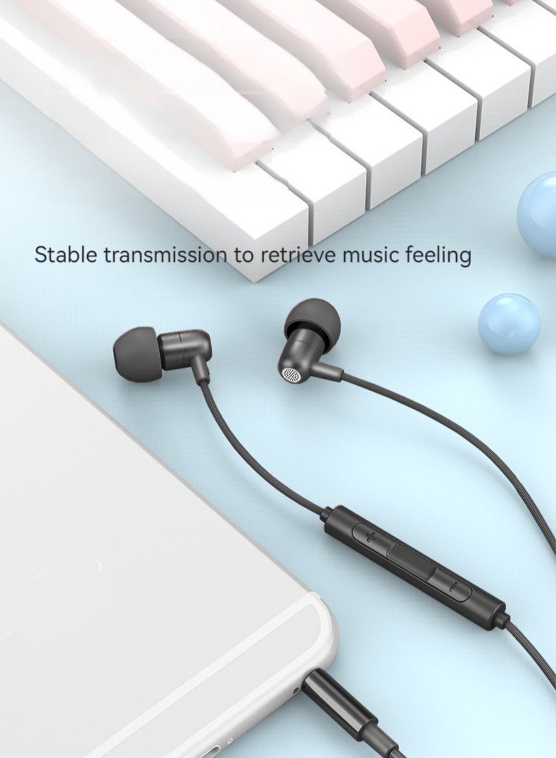 سماعات رأس رياضية سلكية بفتحة مستديرة داخل الأذن وموسيقى جهير ثقيلة وسماعات رأس ممطرة (أسود) - Image 4