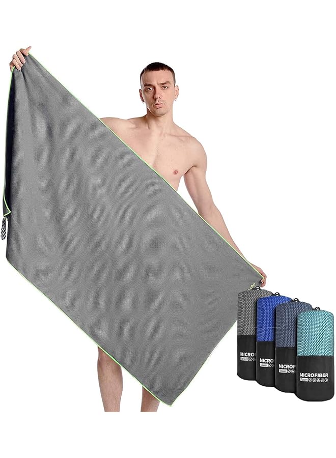 Ofrdncy Microfiber Beach Towel Quick Fast Dry Super Bath Towels Absorbent Lightweight Pool Beach Blanket Perfect for Travel Pool Swimming Bath Camping Yoga Gym Sports (Grey 32*63inch) - Image 1