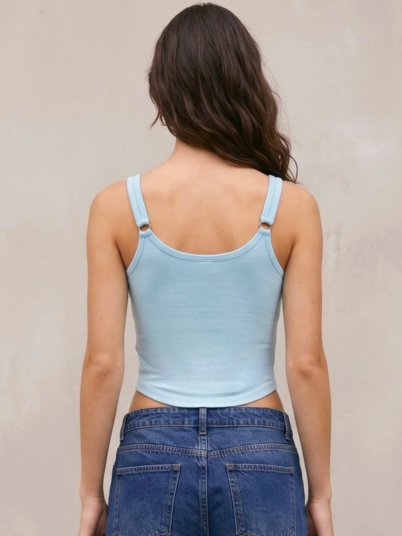Outzidr  Blue Corset Styled Tank With Graphics for Women | Best Price UAE