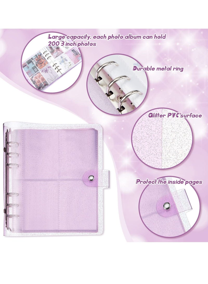 Y&D 3 Pcs Portable Kpop Photo Card Holder Book, 600 Pockets inch 6 Ring Shiny Transparent Flipchart for Album Business Postcard Storage - Image 3