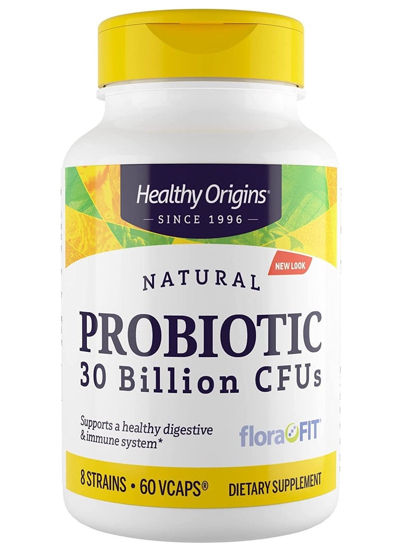 Healthy Origins - Probiotic 30 Billion CFUs Supports A Healthy Digestive And Immune System 8 Strains( Flora FIT ) Dietary Supplement - 60 V Caps - Image 1