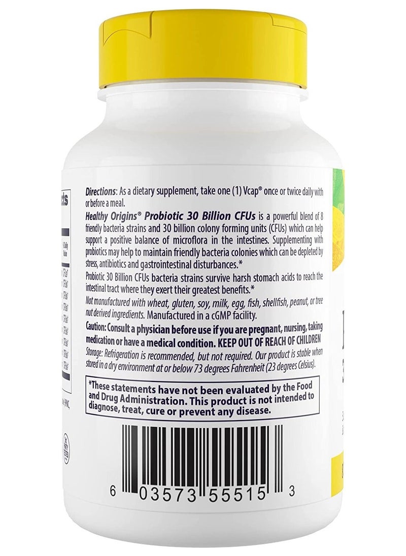 Healthy Origins - Probiotic 30 Billion CFUs Supports A Healthy Digestive And Immune System 8 Strains( Flora FIT ) Dietary Supplement - 60 V Caps - Image 1