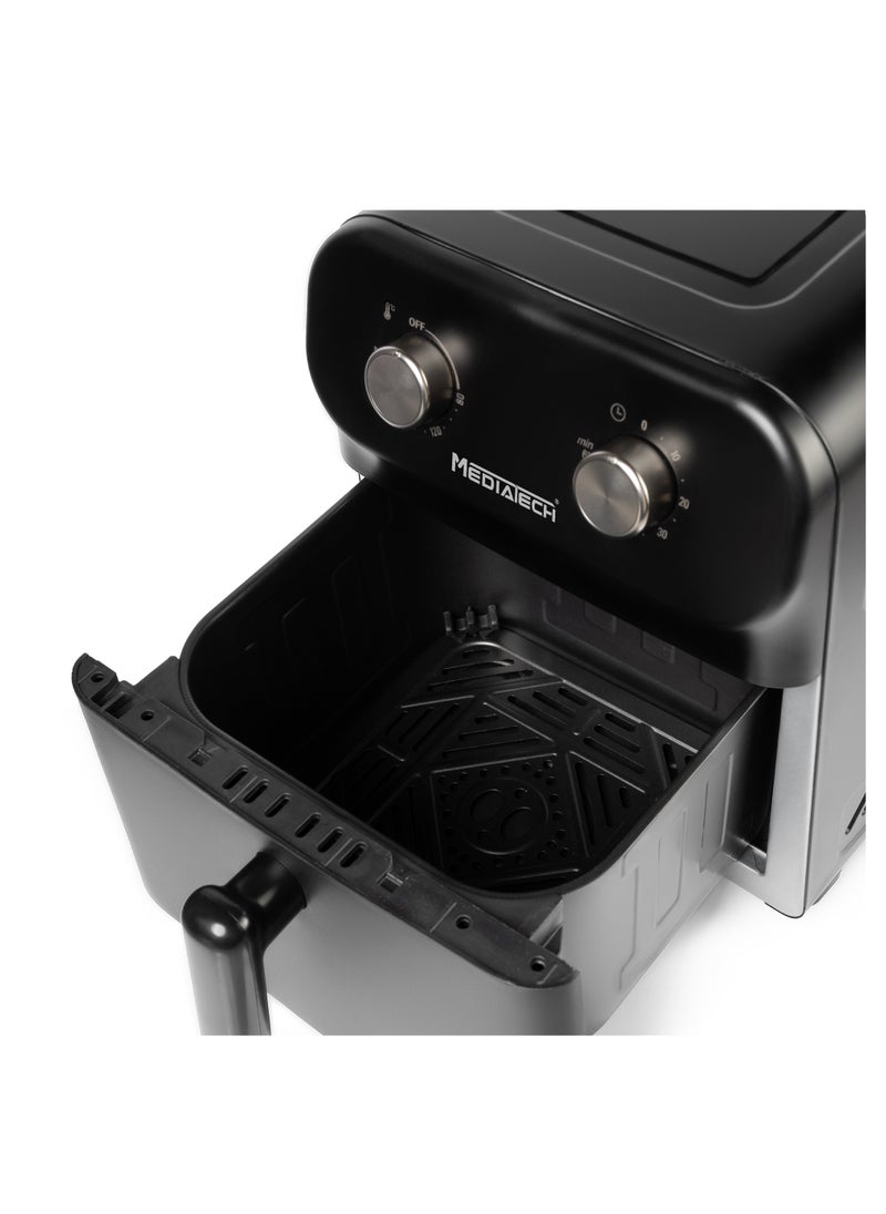 Mediatech - Air Fryer XXL ,6L , 1700 Watt ,Metal Body ,Oil-Less Fryer, Compact Design, Fast Cooking, Crisp Results, Healthy Cooking - MT-AF34M-Black - Image 1