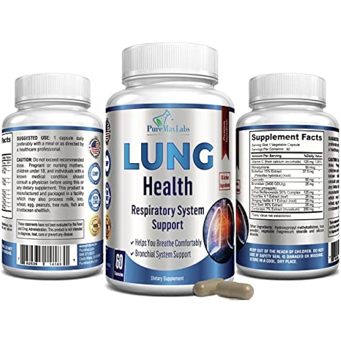 YUMMYVITE Lung Support Supplement, Lung Cleanse & Lung Detox Formula, Lung Health Support for Clear Lungs, Comfortable Breathing, Bronchial Health, 60 Capsules - Image 4