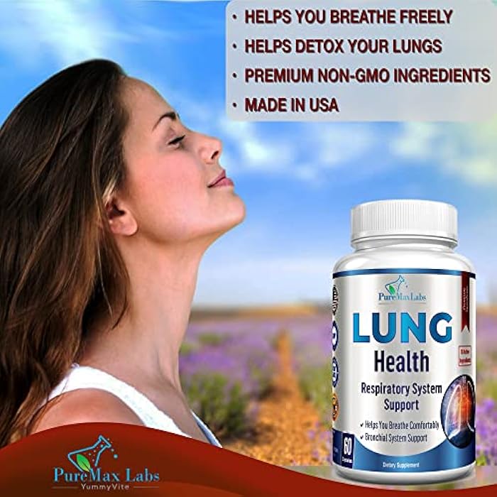 YUMMYVITE Lung Support Supplement, Lung Cleanse & Lung Detox Formula, Lung Health Support for Clear Lungs, Comfortable Breathing, Bronchial Health, 60 Capsules - Image 3