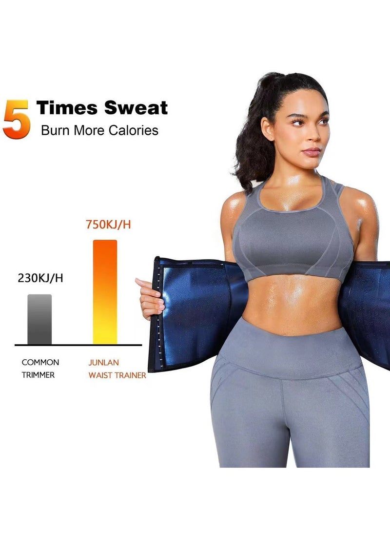 Fitness Sauna Waist Belt,Waist Exercise Belt for Flat Tummy, Abdominal Shaping Waist Belt,Belly Slimming and Fat Reducing belt,Sports Fitness Sweat for Men and Women.Sauna belt  for workout, Comes with Automatic Rebound Body Measuring Tape.