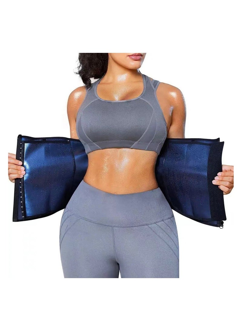 Fitness Sauna Waist Belt,Waist Exercise Belt for Flat Tummy, Abdominal Shaping Waist Belt,Belly Slimming and Fat Reducing belt,Sports Fitness Sweat for Men and Women.Sauna belt  for workout, Comes with Automatic Rebound Body Measuring Tape.