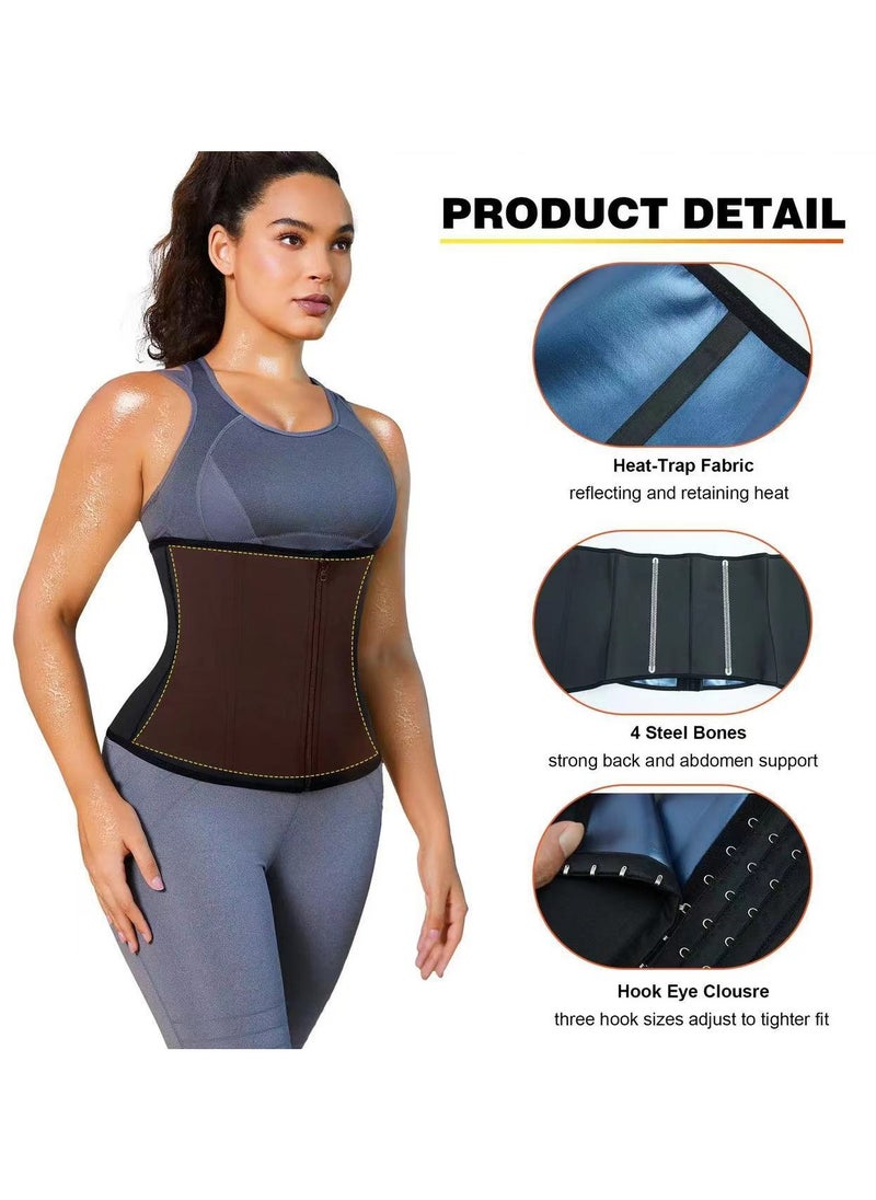 Fitness Sauna Waist Belt,Waist Exercise Belt for Flat Tummy, Abdominal Shaping Waist Belt,Belly Slimming and Fat Reducing belt,Sports Fitness Sweat for Men and Women.Sauna belt  for workout, Comes with Automatic Rebound Body Measuring Tape.