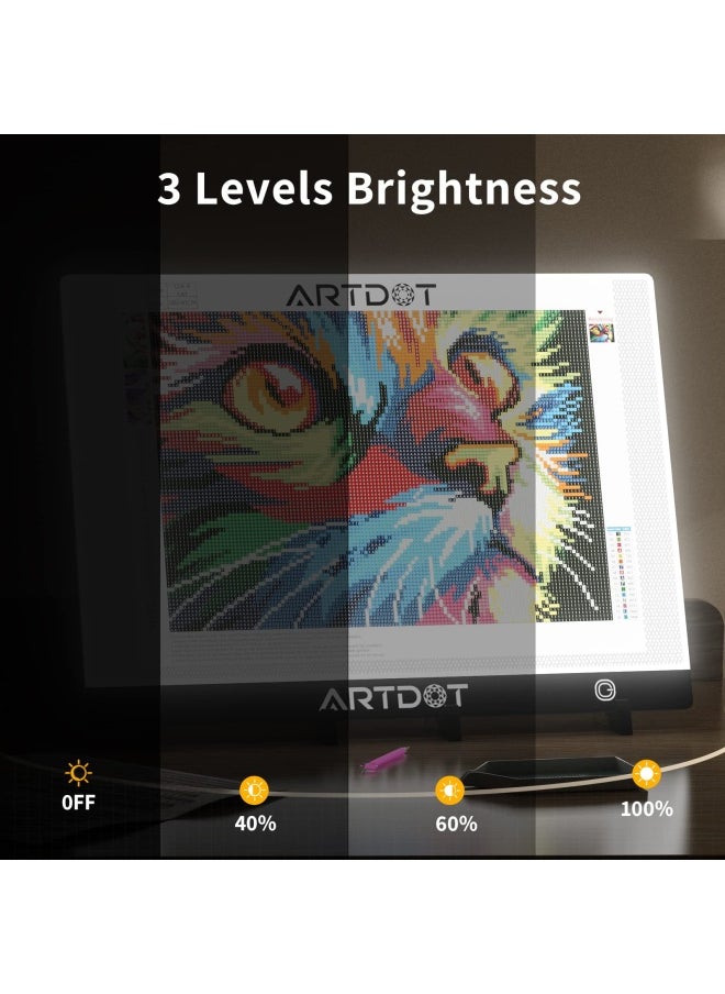 ARTDOT A3 Led Light Pad For Diamond Painting  Usb Powered Light Board Kit  Adjustable Brightness With Diamond Painting Tools Detachable Stand And Clips  - Image 3