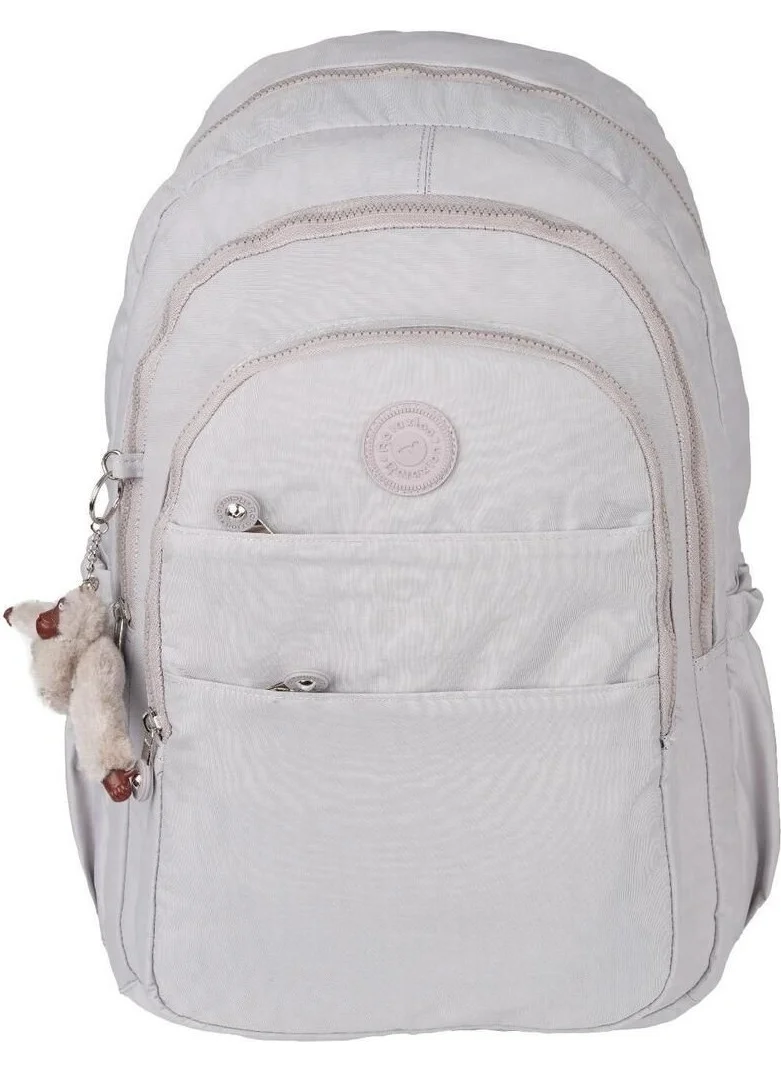 ريلاكسن Shredded Water Repellent Fabric 5 Compartment School Backpack with Accessories RLX1625-BEJ