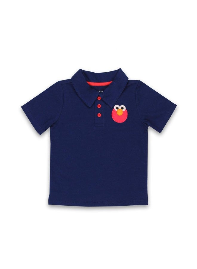 Isaac Mizrahi Loves Sesame Street Gang Elmo Baby Toddler Polo Collared Shirt (24 Months, Navy) - Image 1