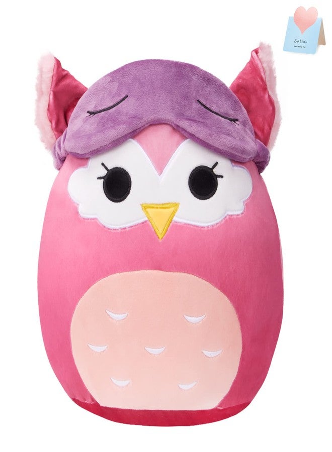 BSTAOFY Cute Owl Soft Plush Pillow with Removable Eye Mask Squishy Owl Stuffed Animal Cushion Hugging Stretchy Nap Pillow Christmas Holiday Valentines Birthday Gifts for Toddlers Kids, 12’’ - Image 1